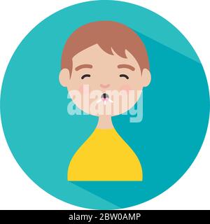 cartoon man coughing icon over white background, block style, vector illustration Stock Vector