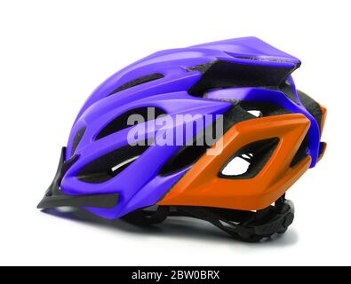 Multicolor bicycle helmet. Isolated on white background Stock Photo