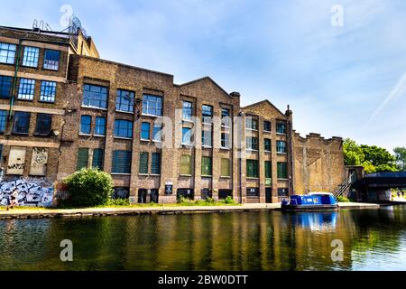 The back of Ragged School Museum and Regents Canal, Tower Hamlets, London, UK Stock Photo