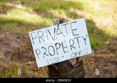 Hand written Private Property sign Stock Photo