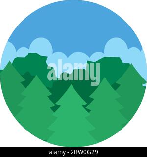 pines at the road icon over white background, colorful design. vector ...