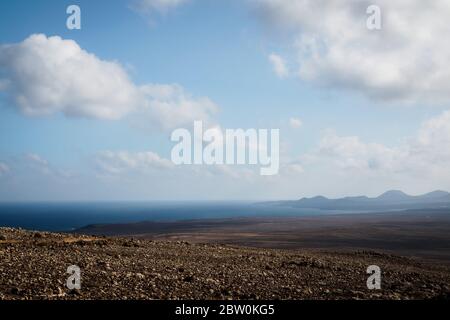 From the volcano to the sea in Lanzarote island in summer Stock Photo
