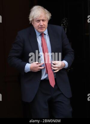 London, UK. 28th May, 2020. British Prime Minister Boris Johnson claps outside Downing St to show his support for key workers during the Coronavirus crisis on Thursday, May 28, 2020. Photo by Hugo Philpott/UPI Credit: UPI/Alamy Live News Stock Photo