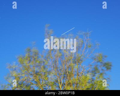 Sheerness, Kent, UK. 28th May, 2020. The International Space Station (ISS) seen passing overhead from Sheerness, Kent. Credit: James Bell/Alamy Live News Stock Photo