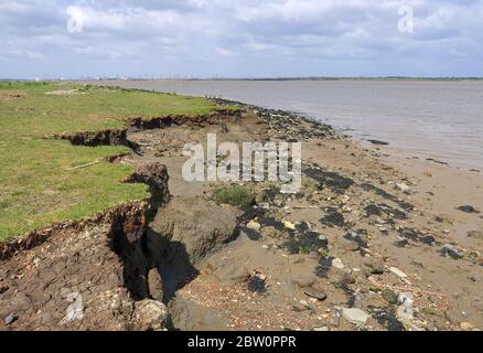 A view along the muddy banks of the River Thames at Shorne Stock Photo