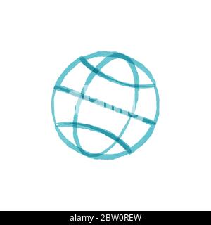 Globe hand drawn earth on white background. World in doodles style. Environment doodle design for earth day. Stock vector illustration isolated on Stock Vector