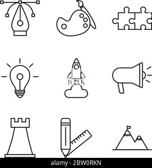 bundle of designer set icons Stock Vector