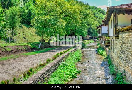 River Yantra in the Etar Architectural Ethnographic Complex in Bulgaria on a sunny summer day Stock Photo