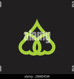linked green leaf geometric line logo vector Stock Vector