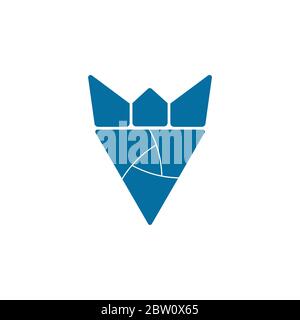 triangle paper fold king crown 3d logo vector Stock Vector