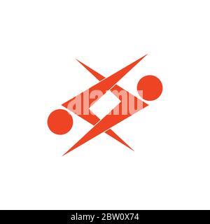 simple linked abstract people arrows teamwork logo vector Stock Vector
