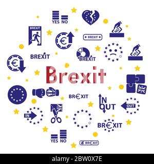 Brexit icon set for web Stock Vector
