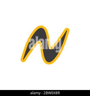 abstract letter n thunder shape simple curves logo vector Stock Vector