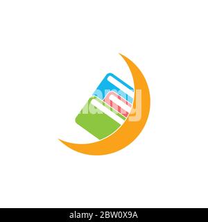 moon book learning education logo vector Stock Vector