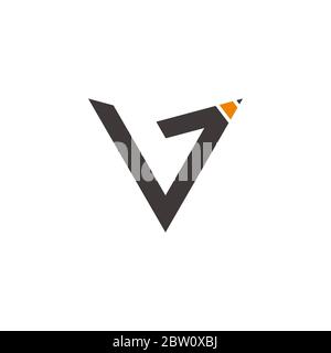 letter v pencil education symbol logo vector Stock Vector