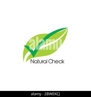 leaf check mark organic food symbol vector Stock Vector