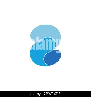 number 2 3d flat curves shadow symbol logo vector Stock Vector