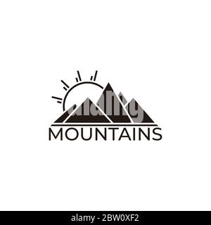 text mountain sun geometric design symbol logo vector Stock Vector