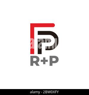 abstract letter rp stripes linked geometric line symbol logo vector Stock Vector