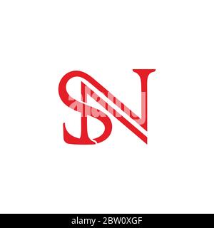 letter sn simple linked overlap design symbol logo vector Stock Vector