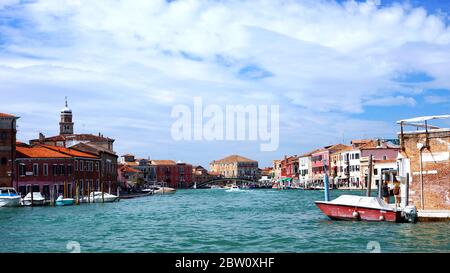 Murano, a historical venetian island in Italy renowned for its craft of glass making Stock Photo