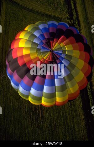 Multi-colored hot air balloon. Stock Photo