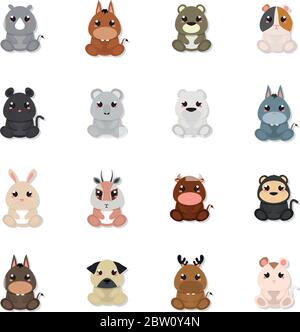 Set of cute animals Stock Vector