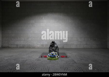 The Neue Wache in Berlin. A central memorial for the victims of war and dictatorship. A statue of a mother embracing her dead son Stock Photo