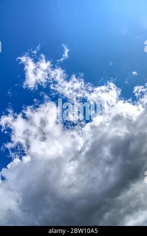 blue sky background with tiny clouds before or after hard raining day. Stock Photo