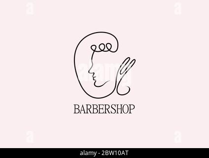 logo barbershop line elegant black color Stock Vector