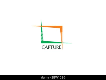 logo green and orange colors square capture Stock Vector