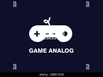 logo joystick analog game white flat color Stock Vector