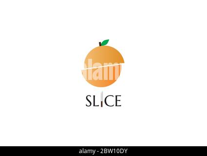 logo orange fruit slice with knife minimalist Stock Vector