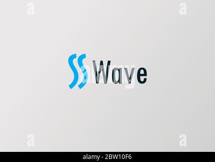 logo wave blue color minimalist Stock Vector