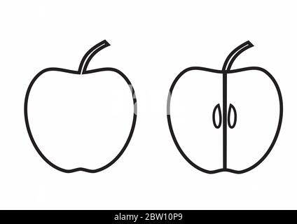 apple vector line art black color double Stock Vector