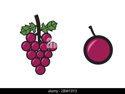 icon vector colorful two grapes Stock Vector