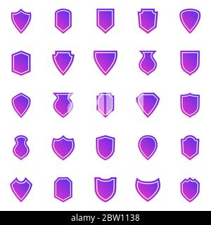 Shield gradient icons on white background, stock vector Stock Vector