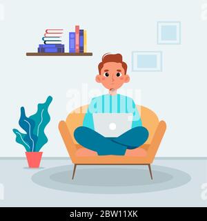 Working in home office Stock Vector