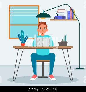 Working in home office Stock Vector