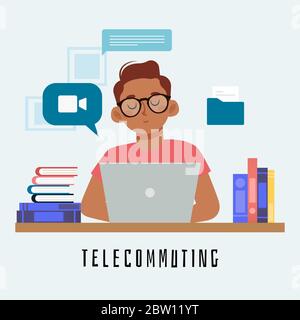 Working in home office Stock Vector