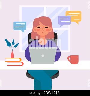 Working in home office Stock Vector