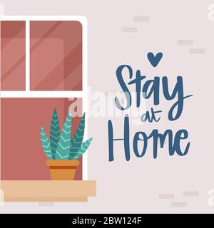 Stay at home poster Stock Vector