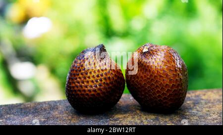 Close up the snake fruit on the table Stock Photo