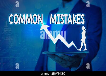 Handwriting text Common Mistakes. Conceptual photo actions that are often used interchangeably with error Stock Photo
