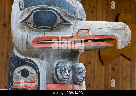 Totem Pole at Icy Strait Point, Hoonah City, Chichagof Island, Southeast Alaska, USA Stock Photo