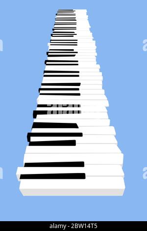 A piano keyboard levitates above a surface in this image. This is a vector image. Stock Vector