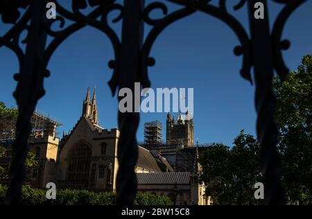 London, UK. 28th May, 2020. Photo taken on May 28, 2020 shows the Houses of Parliament in central London, Britain. British Prime Minister Boris Johnson on Thursday unveiled some 'limited' and 'cautious' easing of the country's coronavirus lockdown measures. Credit: Han Yan/Xinhua/Alamy Live News Stock Photo