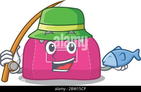 Cartoon design style of woman sport bag goes to fishing Stock Vector