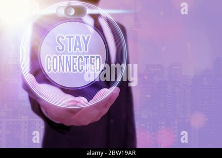 Text sign showing Stay Connected. Business photo text to remain having social professional commercial relationship Stock Photo