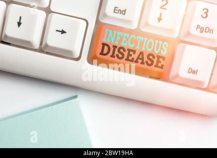 Handwriting text Infectious Disease. Conceptual photo caused by pathogenic microorganism, such as viruses, and more Stock Photo